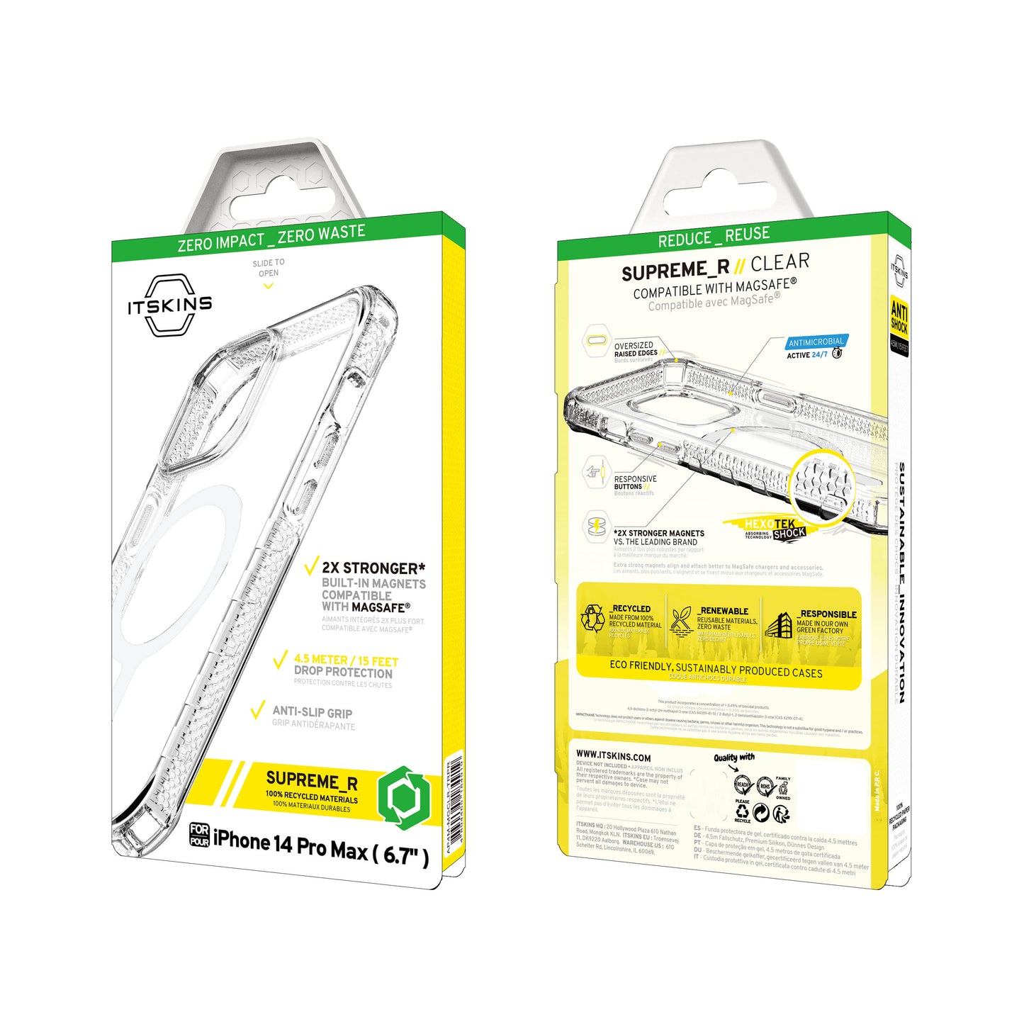 ITSKINS Supreme Clear Case For iPhone 13 Pro - Blue/Transparent