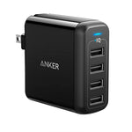 Anker Powerport 4 Multi-Device 40W USB-A Wall Charger 4X - Black