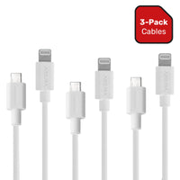 3-Pack Essentials By Ventev USB C To Apple Lightning Cable - White