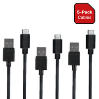 5-Pack Essentials By Ventev USB A To USB C Cable - Black